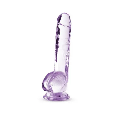 Naturally Yours Crystalline 8 in. Dildo with Balls Amethyst