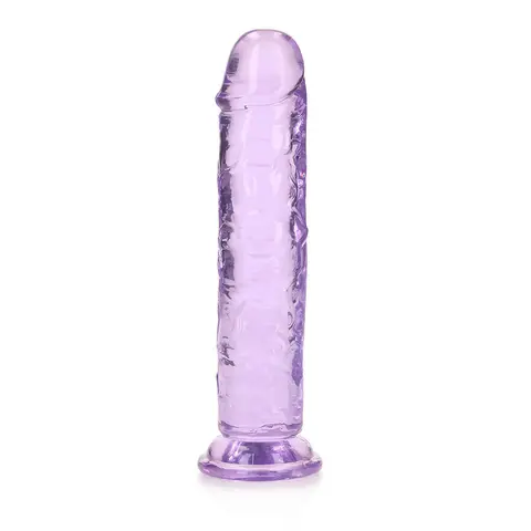 RealRock Crystal Clear Straight 7 in. Dildo Without Balls in Purple