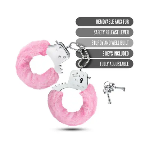 Temptasia Adjustable Faux Fur Cuffs in Pink