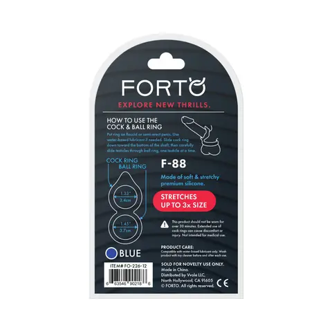 Forto F-88 Liquid Silicone Cock & Ball Ring in Blue