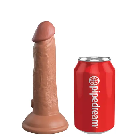 King Cock Elite 6 in. Vibrating Realistic Dildo With Suction Cup in Tan