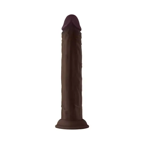 Shaft Model J: 9.5 in. Dual Density Silicone Dildo Mahogany