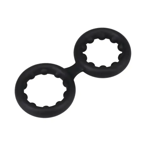 ROCK SOLID Silicone Double Stamina Ring with Metal Beads Black