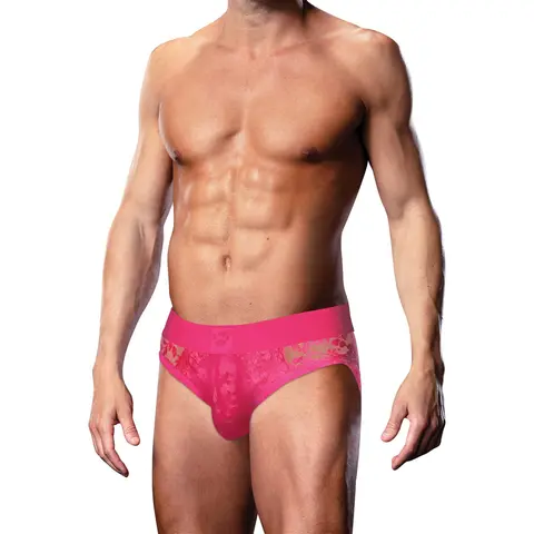 Prowler Lace Open Back Brief Pink 2XL