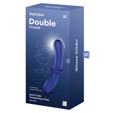 Satisfyer Double Crystal Glass Dildo in Blue