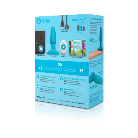 b-Vibe Rimming 2 Rotating and Vibrating Remote Control Plug in Teal