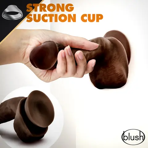 Dr. Skin Glide Realistic 8.5 in. Self-Lubricating Dildo with Balls in Brown