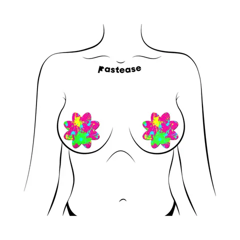 Pastease Neon Pink Graffiti Paint Splatter Petal Breast Pasties