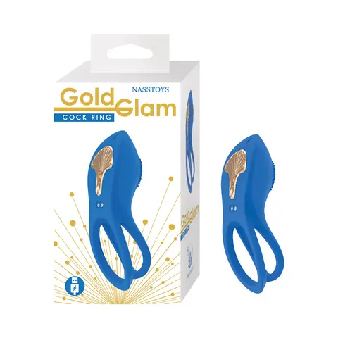 Gold Glam Cockring in Blue