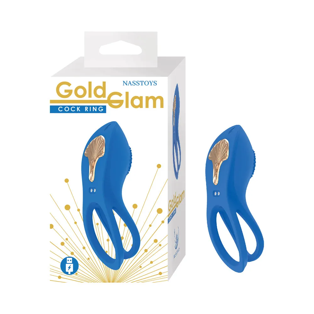 Gold Glam Cockring in Blue