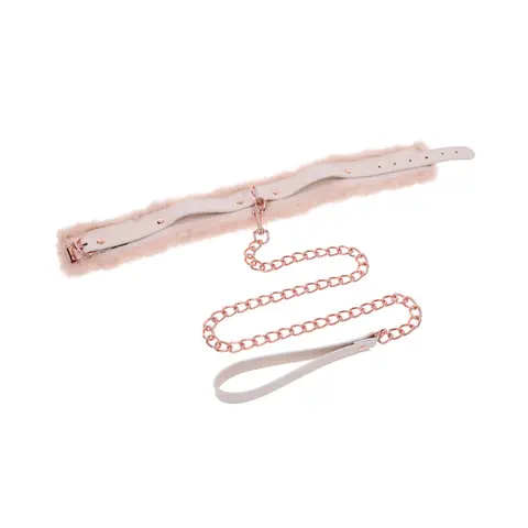 Sportsheets Sex & Mischief Peaches 'n CreaMe Fur Collar & Leash