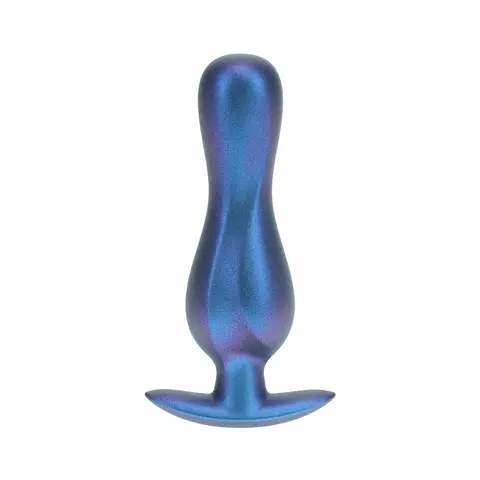 Ouch! Smooth Silicone Curvy Anal Plug 4.6 in. Metallic in Blue