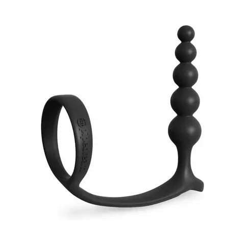 Anal Fantasy Collection Silicone Ass-Gasm Cockring Anal Beads Black