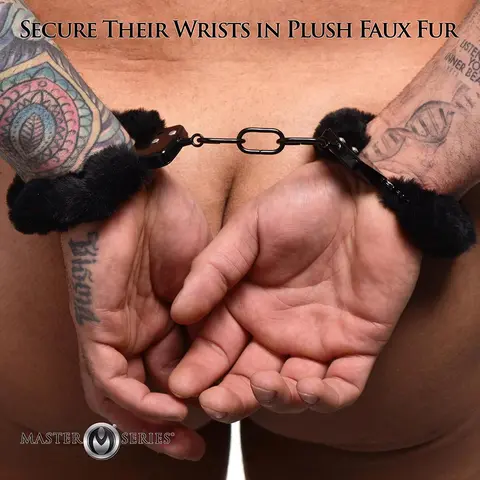 Master Series Cuffed in Fur Furry Handcuffs in Black