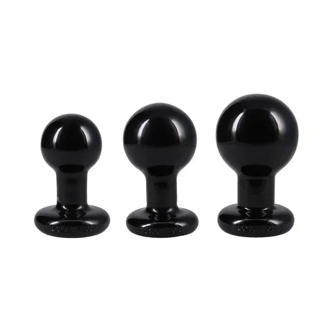 The Classic Round Butt Plug Black 3-Piece Set