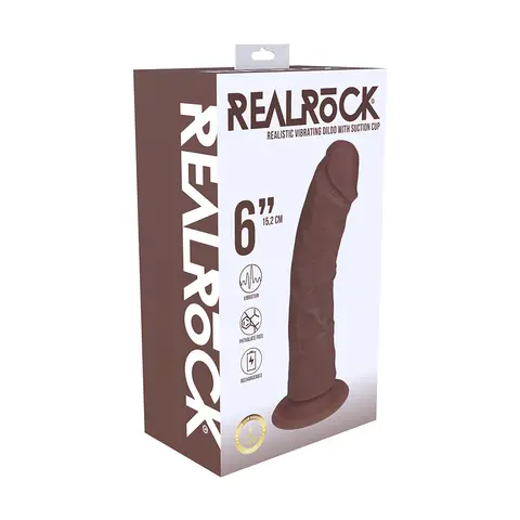 RealRock 6 in. Vibrating Cock Curved Brown