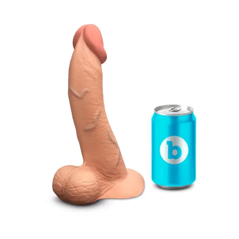 b-Vibe Slipskin Realistic Silicone Dildo 9 in. Curved in Mocha