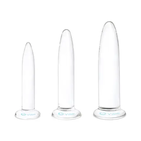 b-Vibe Essentials 3-Piece Long Glass Anal Training Dilator Set