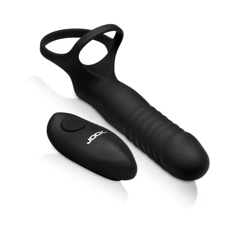 JOCK Enhancers Double Thrust Thrusting & Vibrating Double Penetration C-Ring w/ Remote
