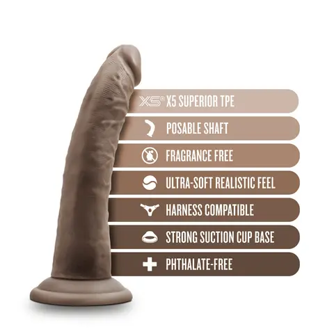 Dr. Skin Plus Realistic 7 in. Triple Density Posable Dildo in Brown