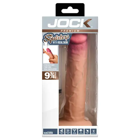 Jock Real Skin Ejaculating Silicone Dildo with Balls 9.75 in.