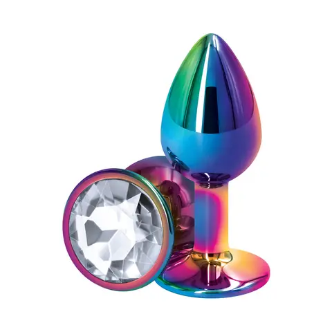 Rear Assets Metal Anal Plug Small in Multicolor/Clear