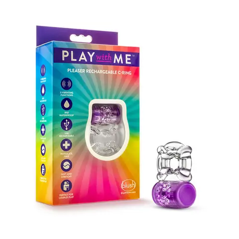 Play with Me Pleaser Rechargeable Vibrating C-Ring in Purple