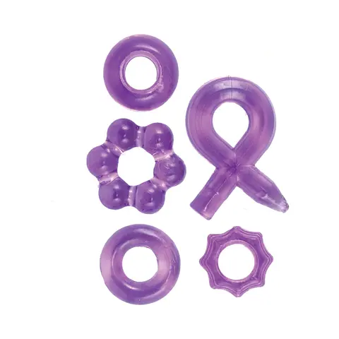 Enhancer Five Piece Cock Ring Set in Purple