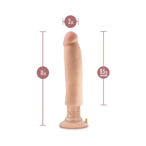 Au Naturel 11 in. Magnum Vibrating Dong Dual Density Dildo Beige
