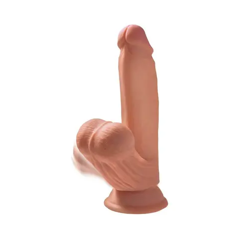 King Cock Plus 7 in. Triple-Density Cock With Swinging Balls Dildo in Tan
