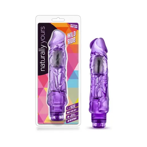 Naturally Yours Wild Ride Realistic 9 in. Vibrating Dildo in Purple