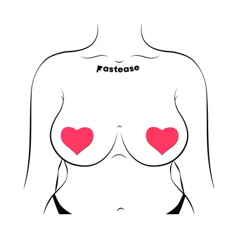 Pastease Love: Glow-in-the-Dark Neon Pink Heart Pasties Nipple Covers