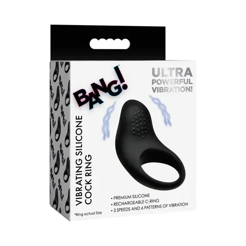 BANG! Vibrating Silicone Cock Ring Black