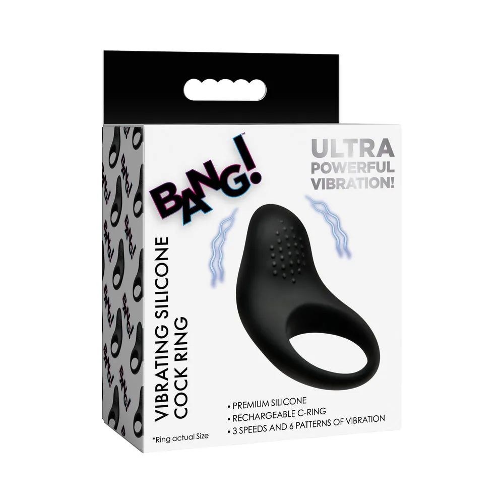BANG! Vibrating Silicone Cock Ring Black