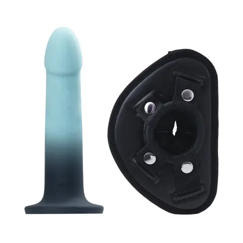 VeDO Duo Silicone Dildo (Non-Vibrating) with Harness Turquoise/Black