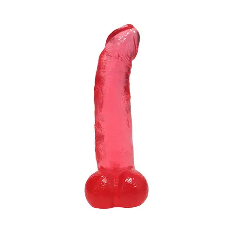 Crystal Jellies Curved Realistic Cock with Balls 8 in. in Pink