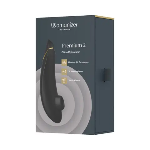 Womanizer Premium 2 Rechargeable Silicone Luxurious Pleasure Air Clitoral Stimulator in Black