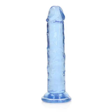 RealRock Crystal Clear Straight 6 in. Dildo Without Balls in Blue