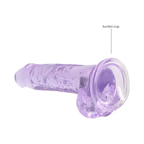 RealRock Crystal Clear Realistic 7 in. Dildo With Balls and Suction Cup in Purple