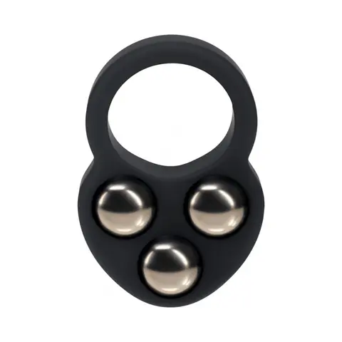 LEVELZ Liquid Silicone Triple Weighted Ball Cock Ring in Black