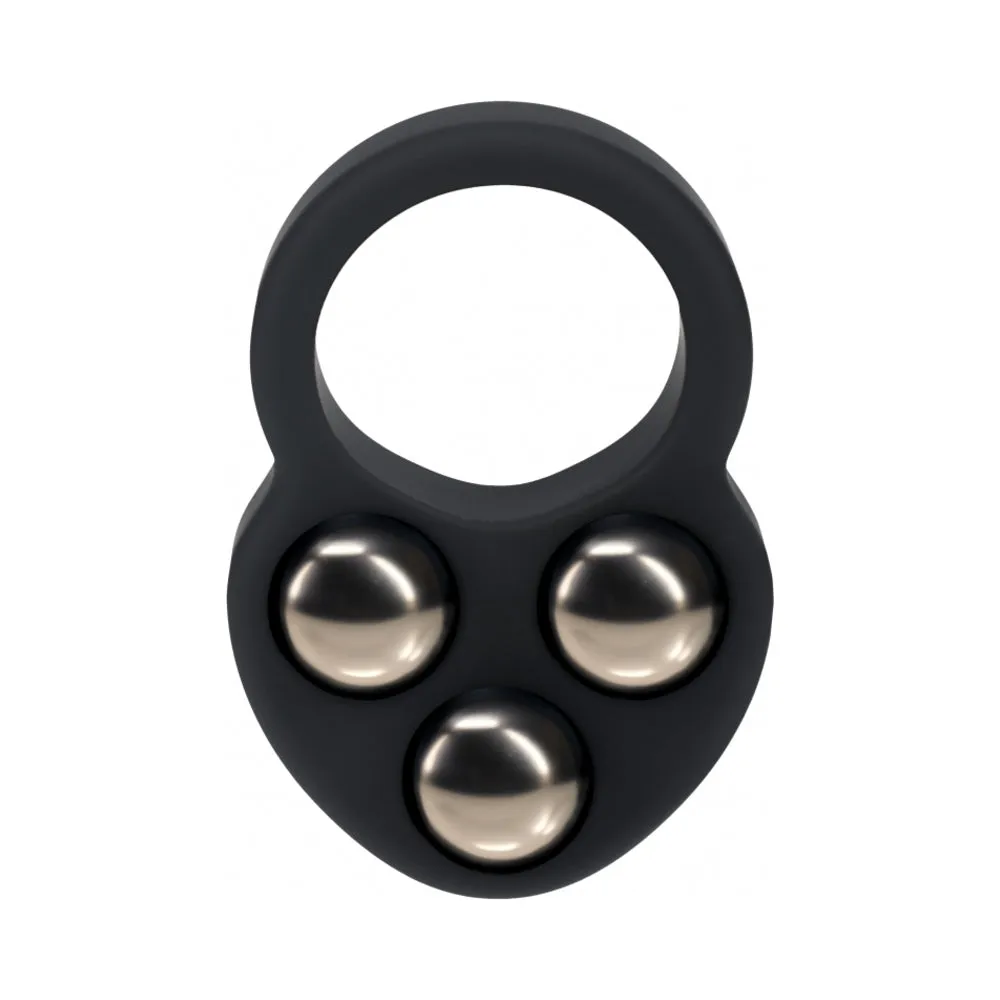 LEVELZ Liquid Silicone Triple Weighted Ball Cock Ring in Black
