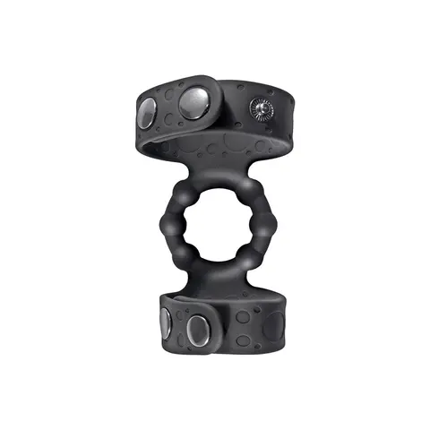 Magic Beaded Cock Ring&Adjustable Ball Straps Black