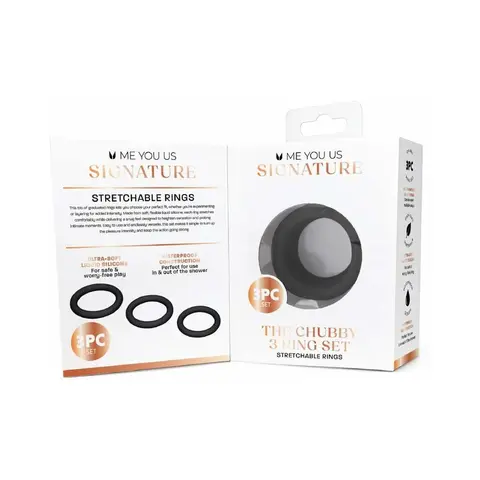 Me You Us Signature The Chubby 3 Ring Set in Black