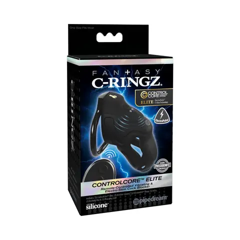Fantasy C-Ringz ControlCore Elite Remote Vibrating & Electro-Stim Cock Blocker Black