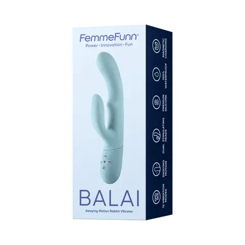 FemmeFunn Balai Rechargeable Silicone Swaying Motion Dual Stimulation Vibrator Light in Blue
