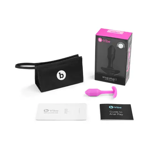 B-Vibe Snug Plug 1 Weighted Silicone Anal Plug in Fuchsia