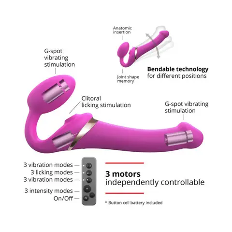 Strap-On-Me Rechargeable Remote-Controlled Multi Orgasm Bendable Strapless Strap-On Night Blue Small