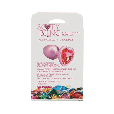 Booty Bling Heart Diamond Jeweled Metal Plug Pink Small