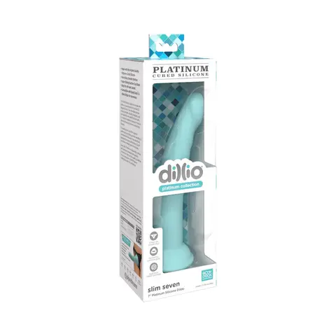 Dillio Platinum Collection Slim Seven 7 in. Silicone Dildo in Teal