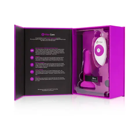 b-Vibe Novice Rechargeable Remote-Controlled Vibrating Silicone Anal Plug in Fuchsia